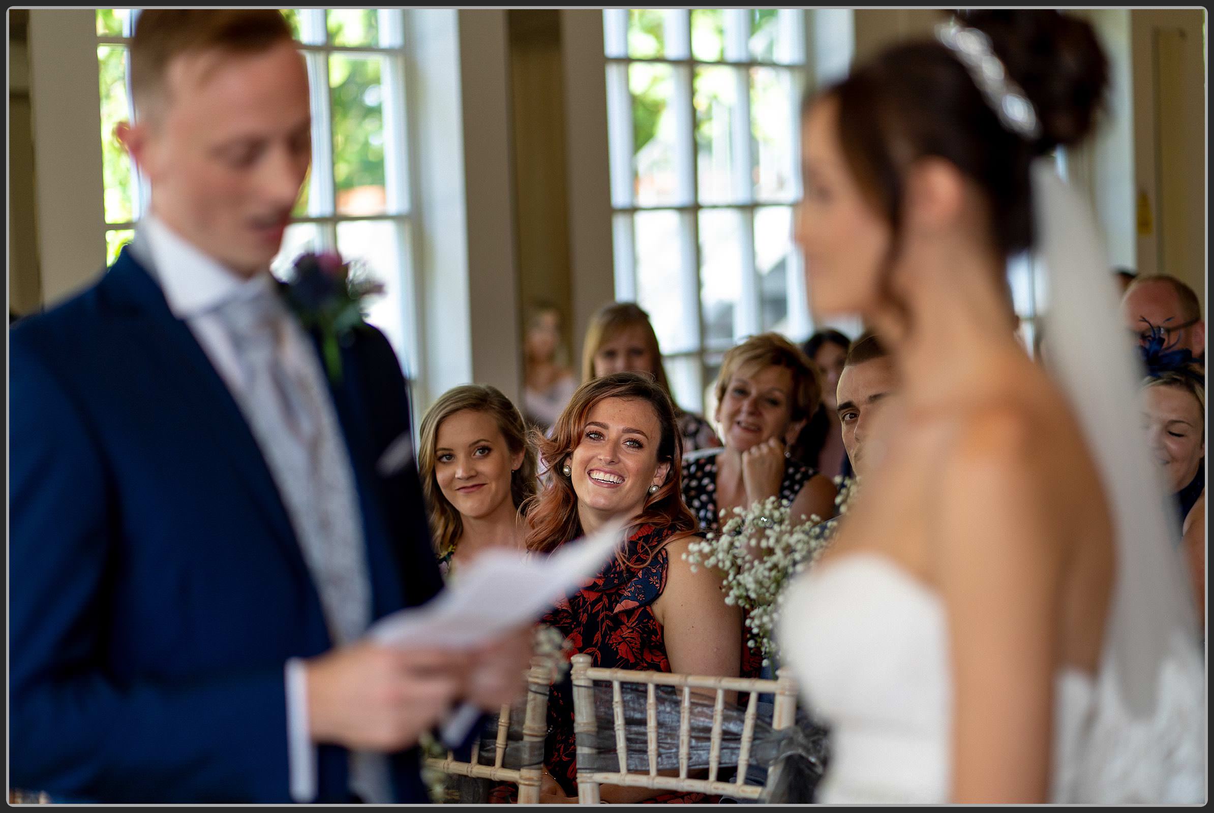 The Bride and Groom during the ceremony at Warwick House