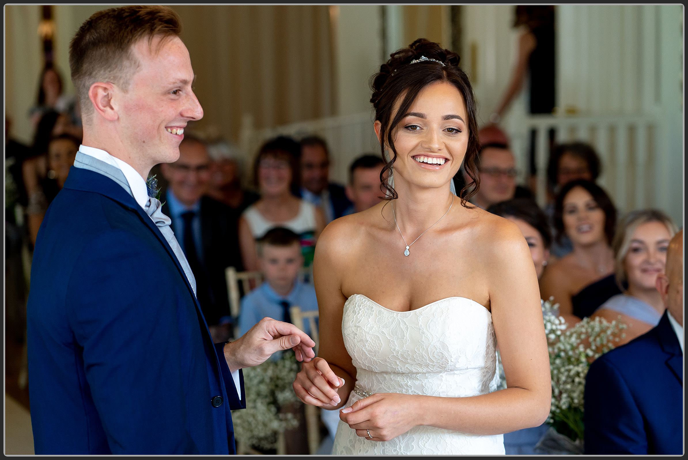 The Bride and Groom during the ceremony at Warwick House