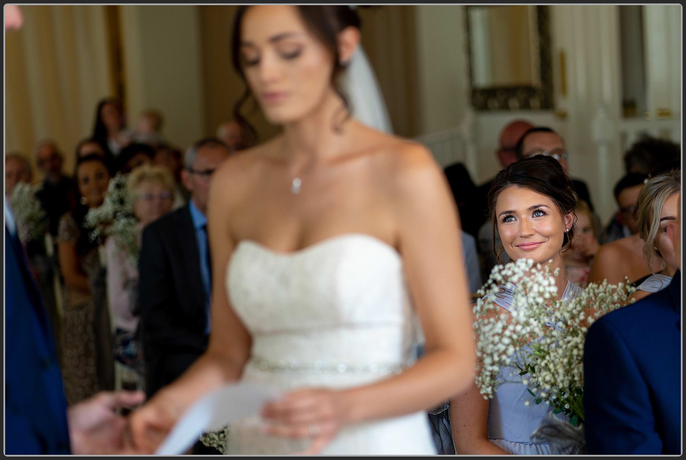 The Bride and Groom during the ceremony at Warwick House