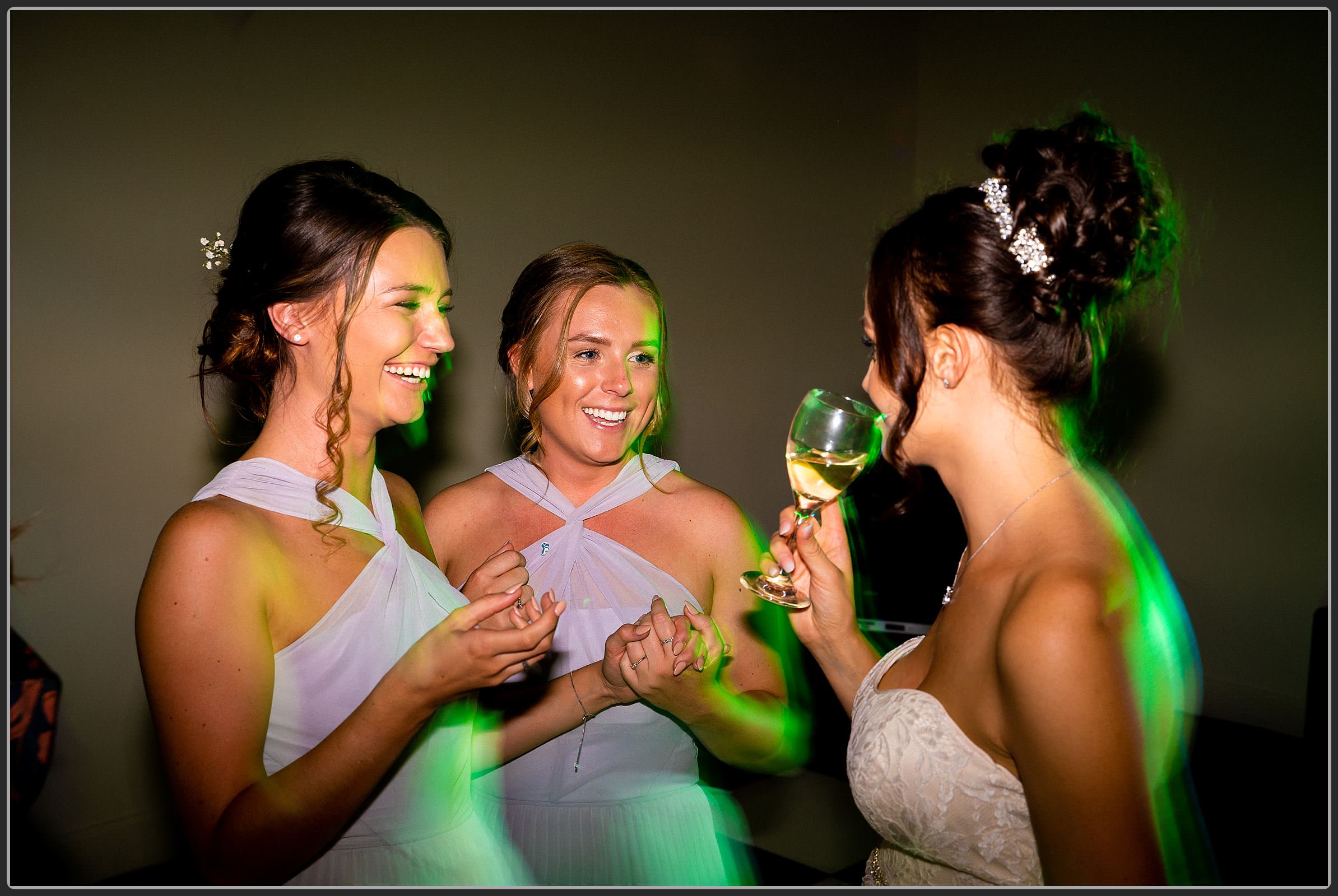 The wedding guests dancing