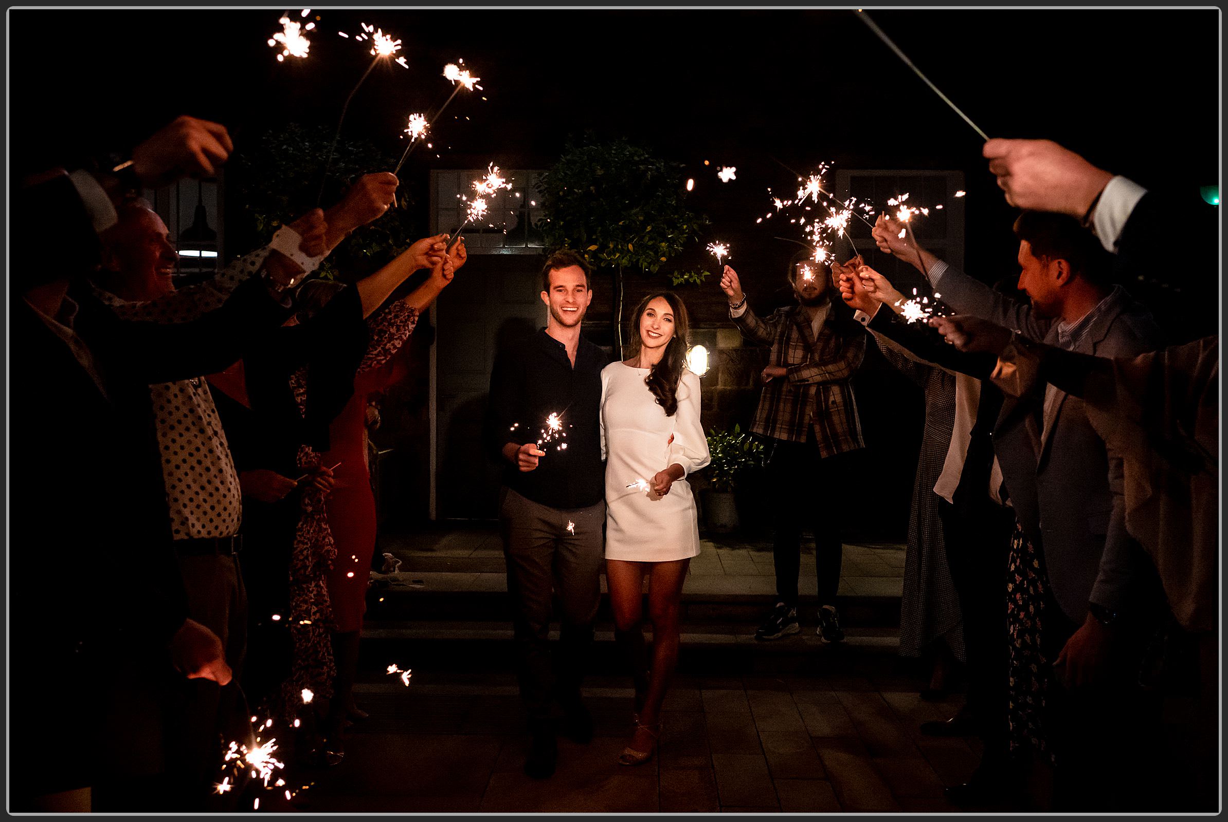 Sparkler walk out at the Darley Abbey Mill