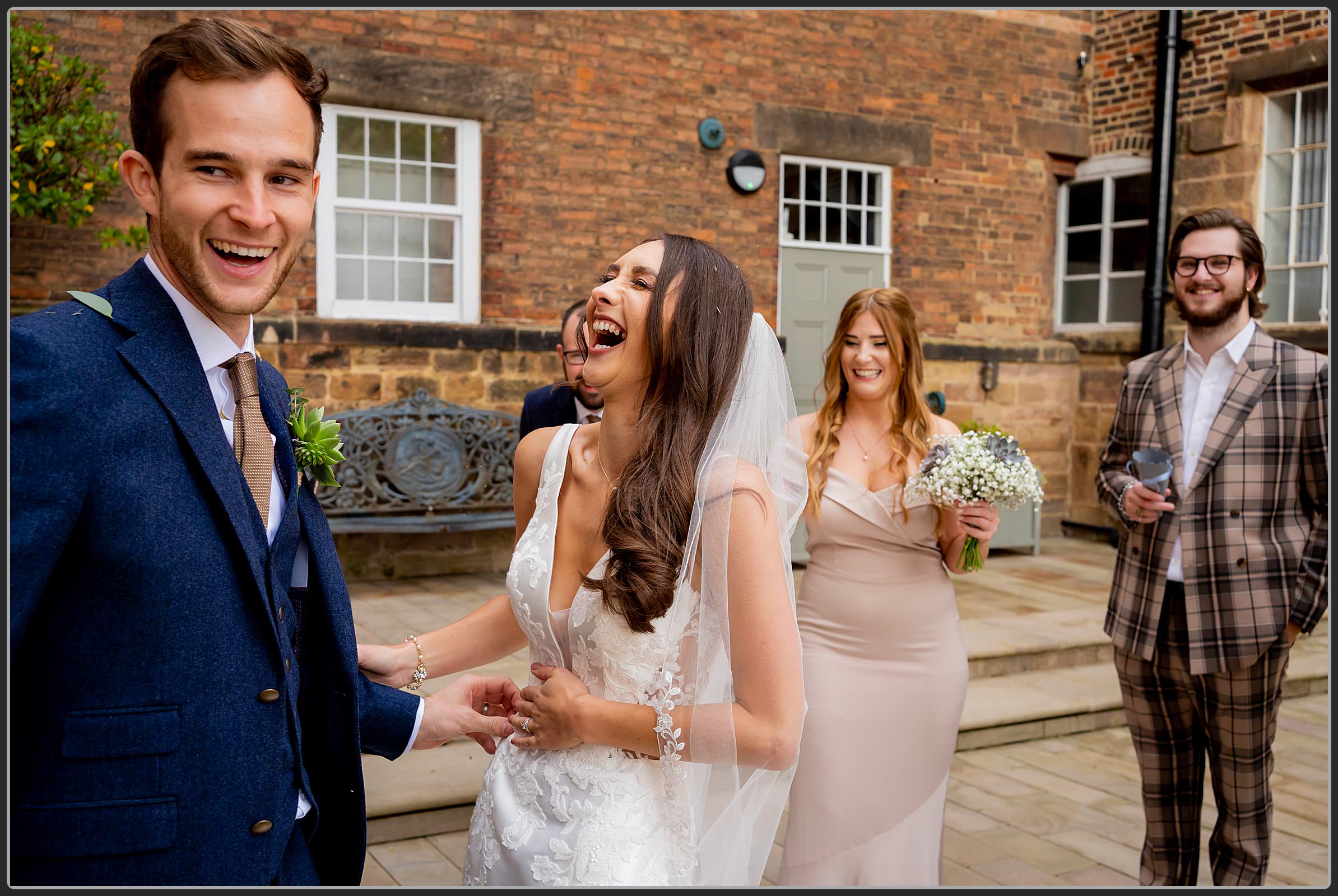 Bride laughing