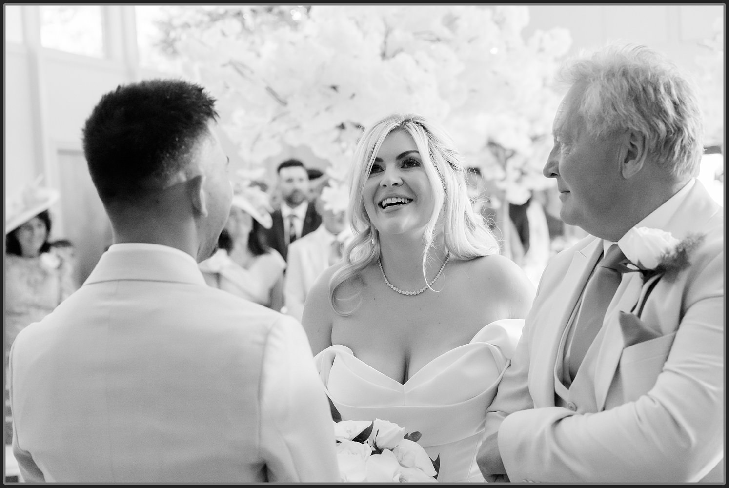 The brides first look at her husband to be Lloyd